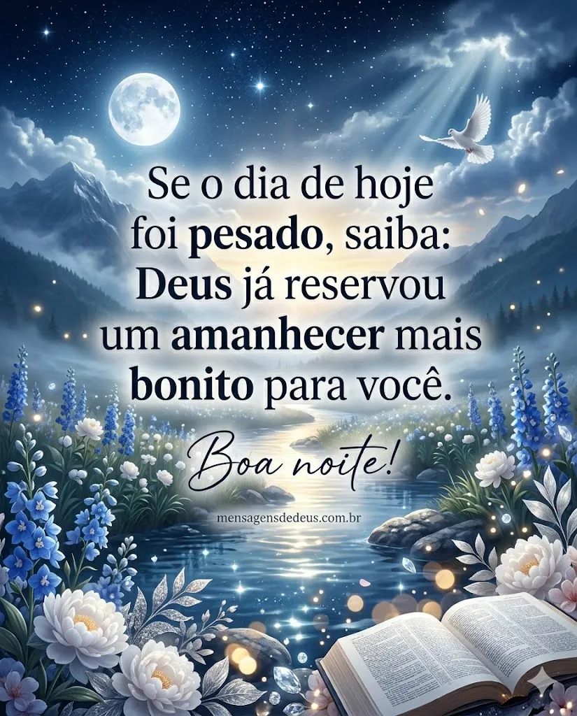Mensagem de boa noite com esperança em Deus para um novo amanhecer