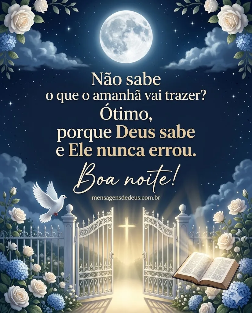 Frase de boa noite sobre confiar nos planos de Deus para amanhã