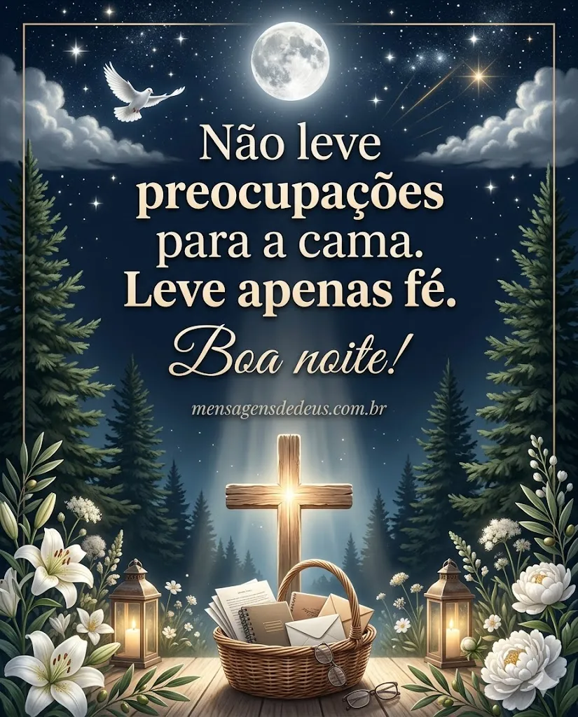 Não leve preocupações para a cama. Leve apenas fé. Boa noite!