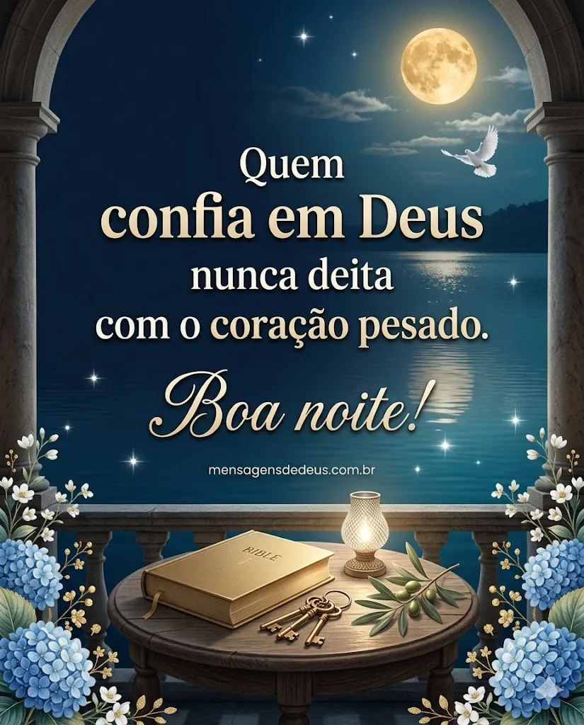 Quem confia em Deus nunca deita com o coração pesado. 
