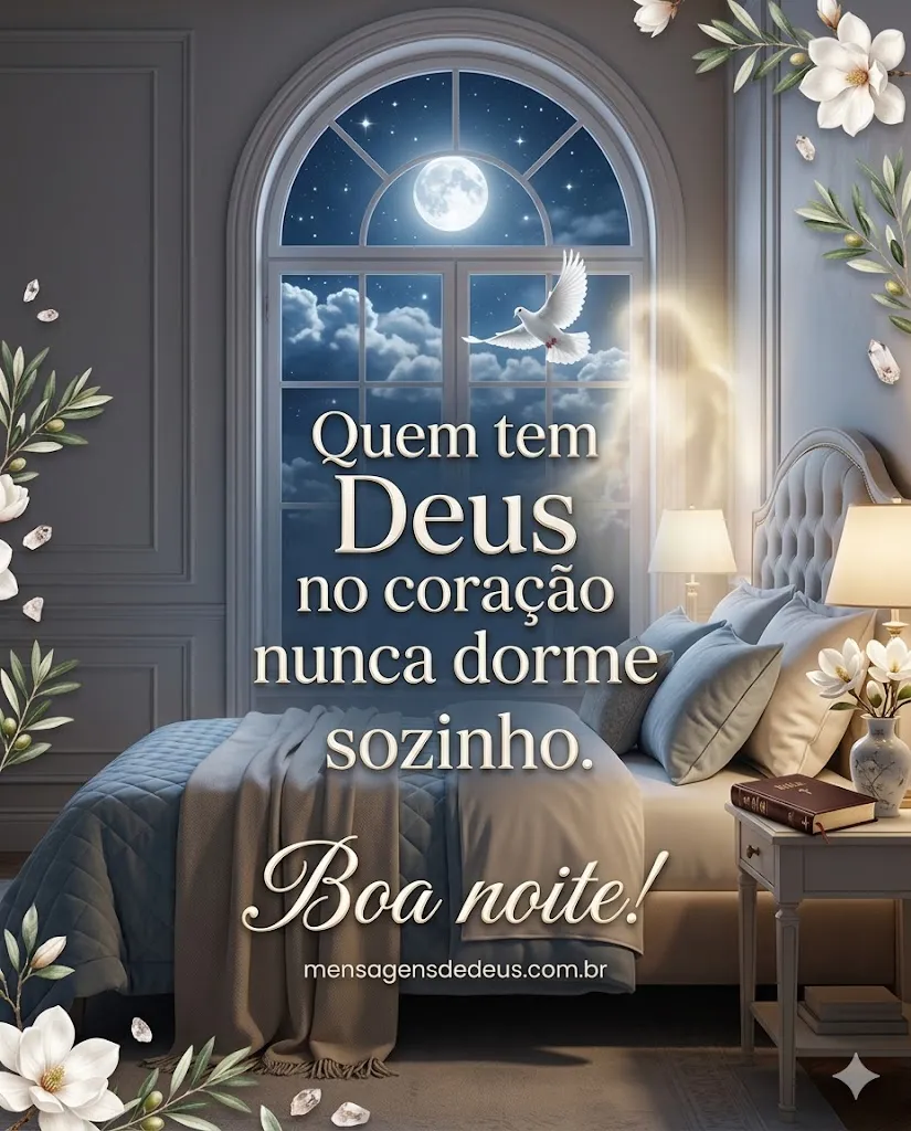 Quem tem Deus no coração nunca dorme sozinho. Boa noite!