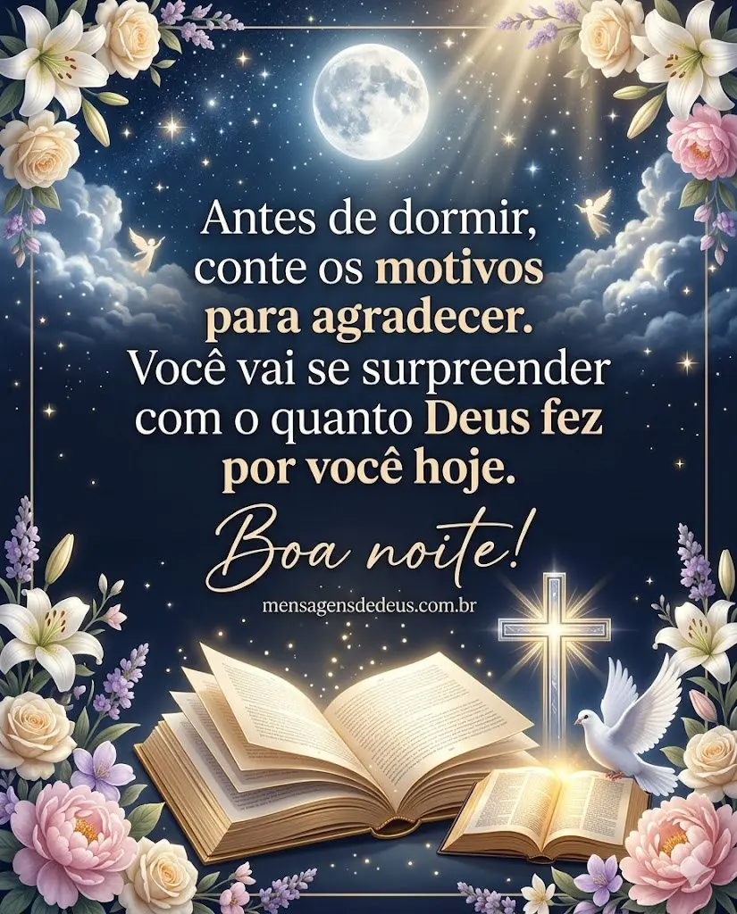 Conte os motivos para agradecer! Boa noite!