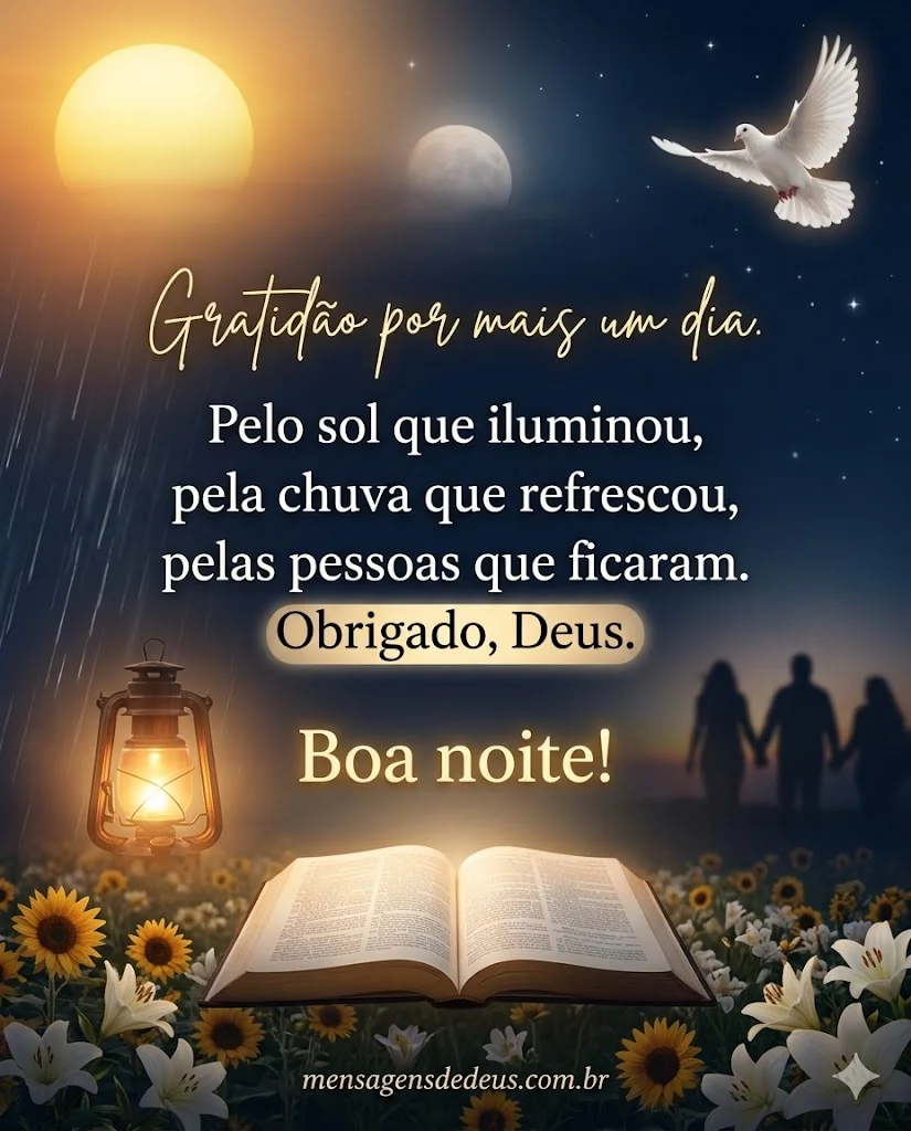 Boa noite! Gratidão por mais um dia.