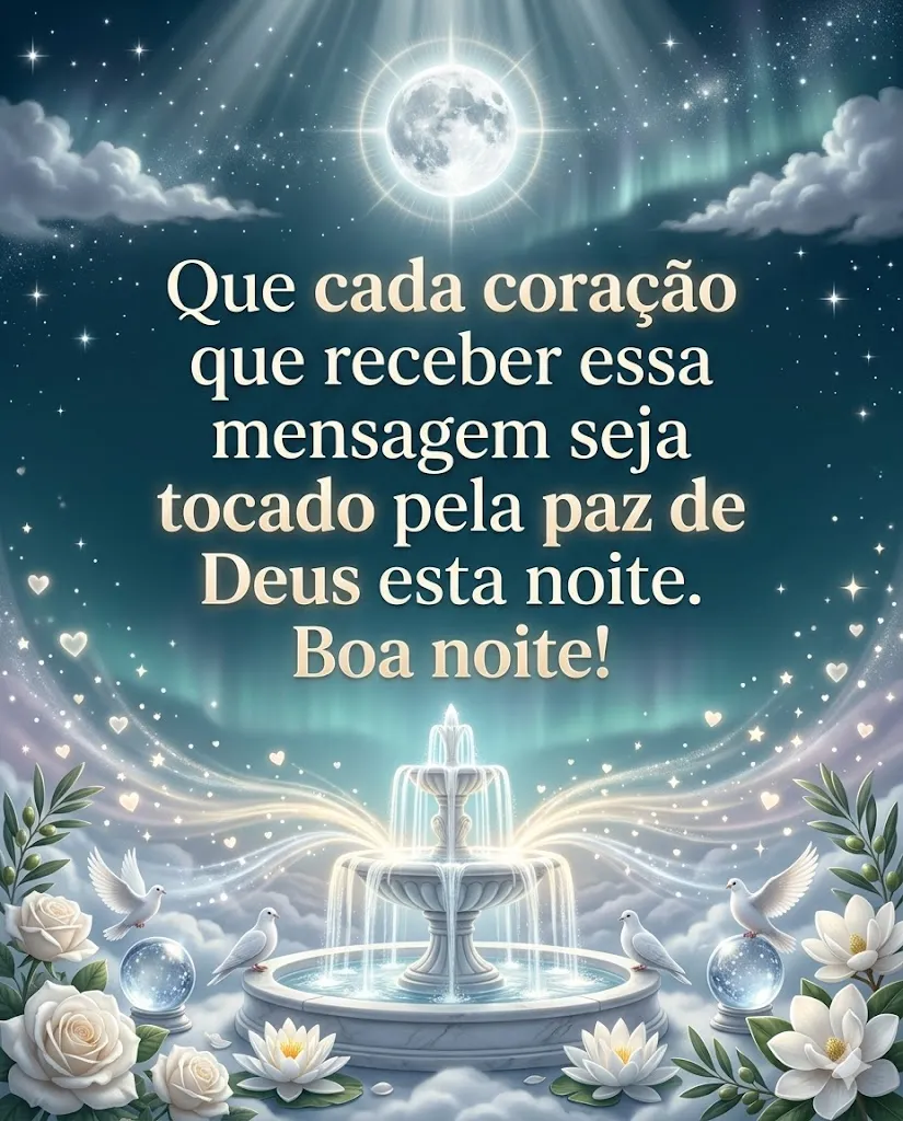 Mensagem de boa noite para amigos desejando paz de Deus ao coração