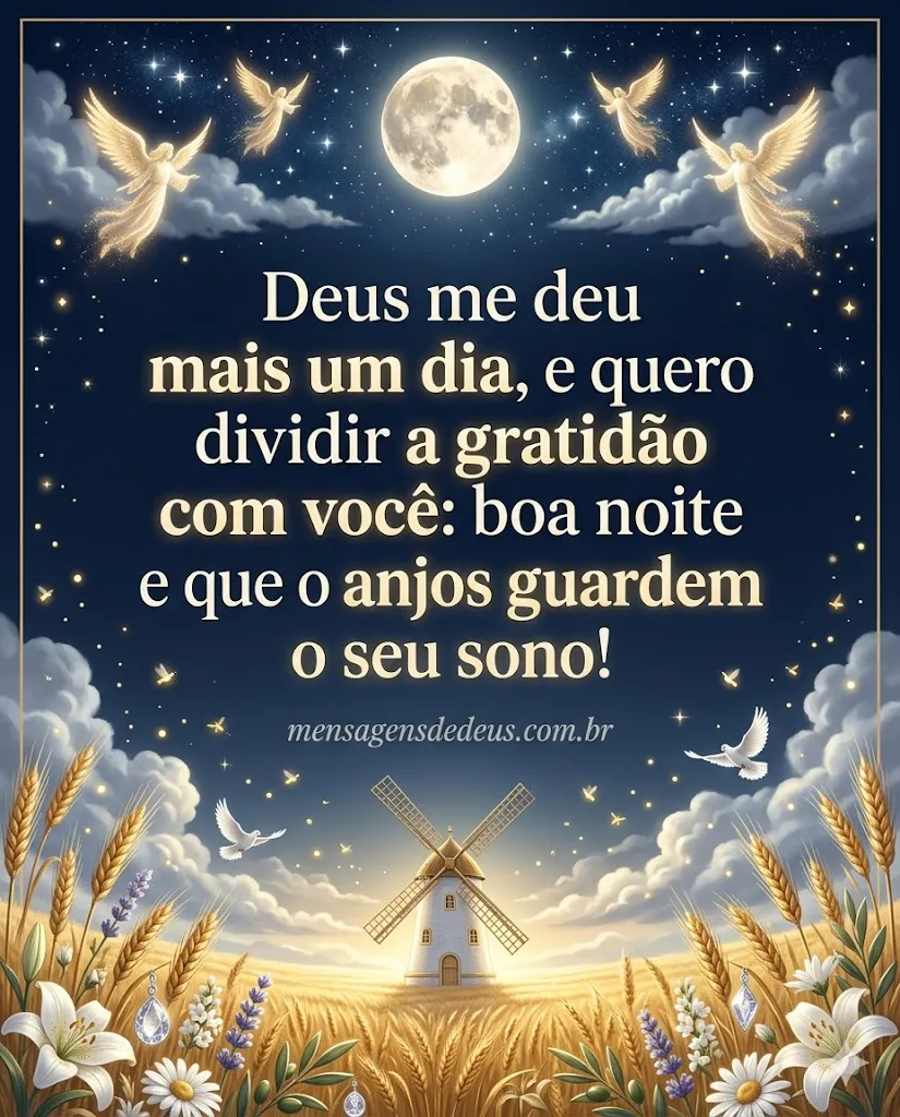 Mensagem de boa noite para amigos com gratidão a Deus e proteção durante o sono
