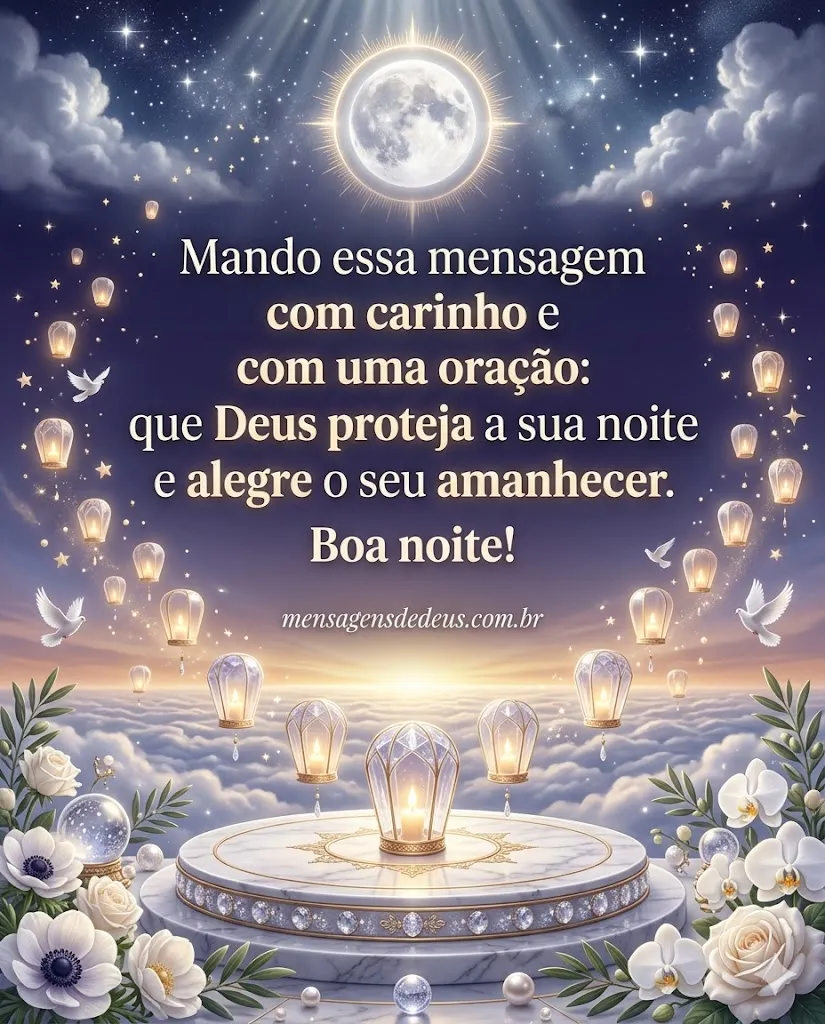 Mensagem de boa noite para amigos com oração e proteção de Deus para a noite