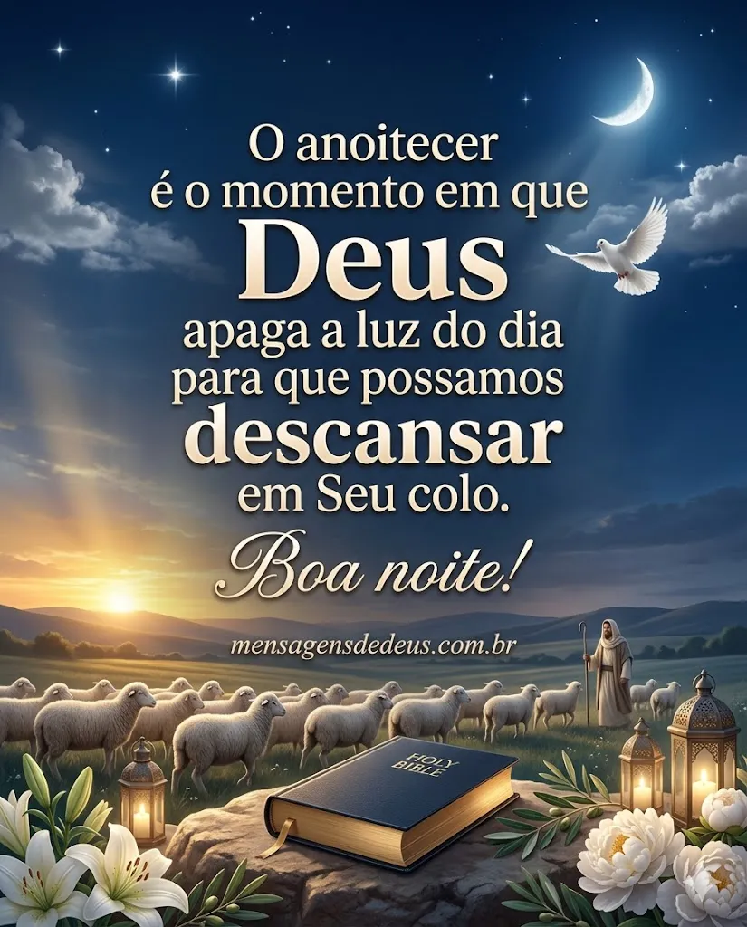 Mensagem de boa noite poética sobre descansar no colo de Deus