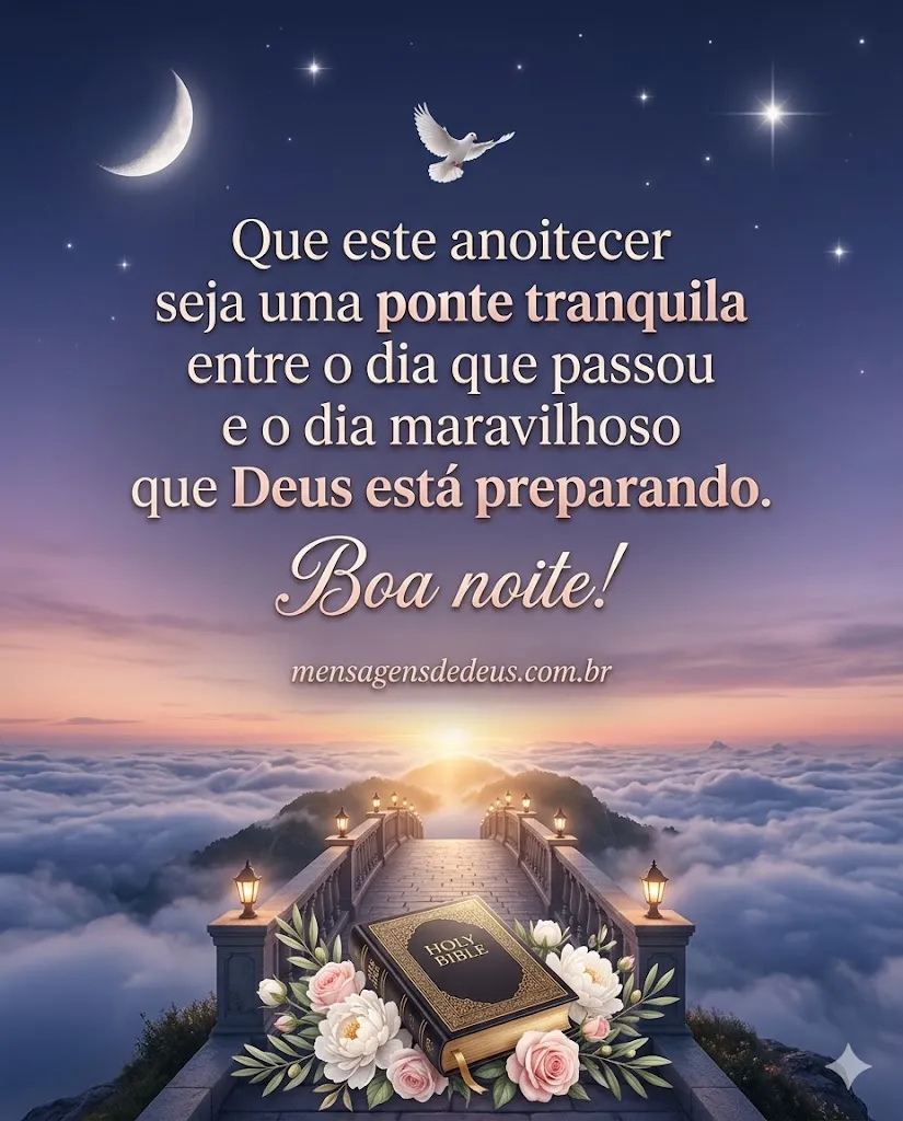 Mensagem de boa noite poética sobre Deus preparando um novo dia