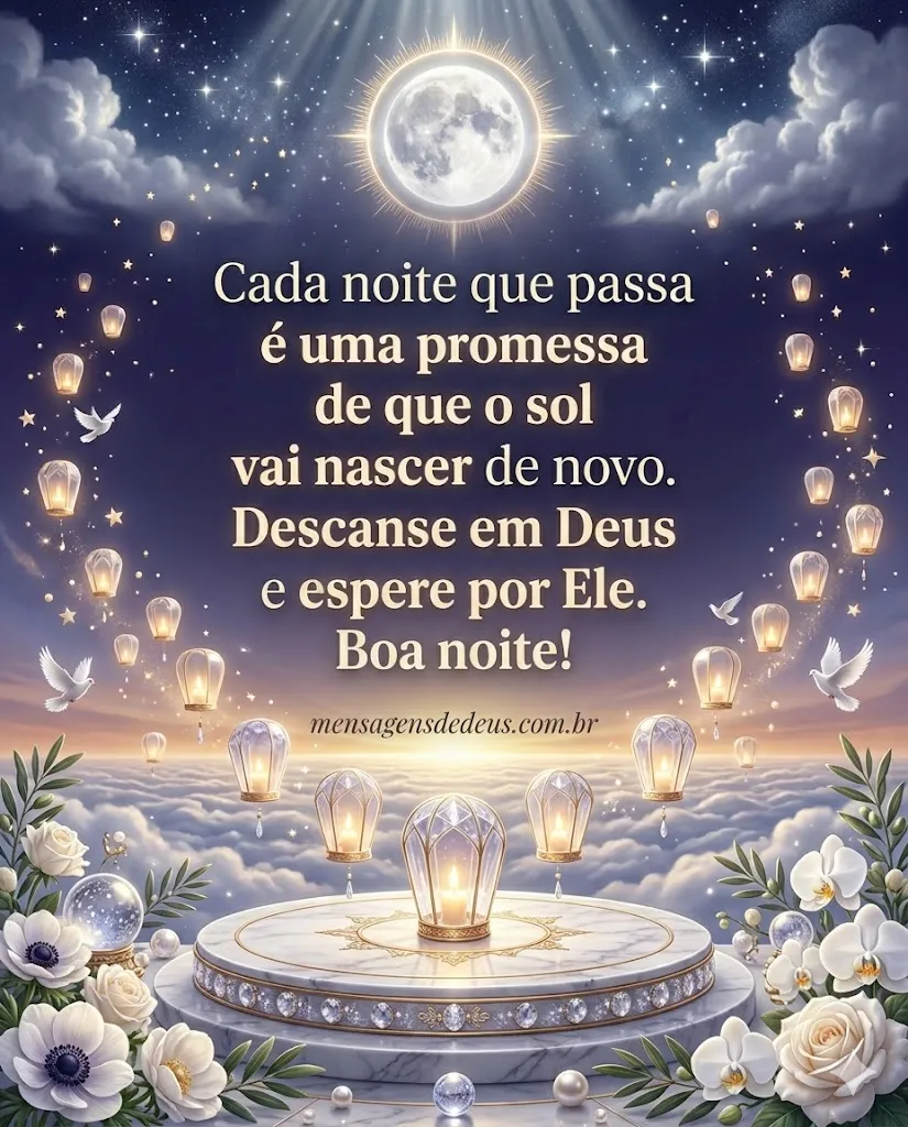 Mensagem de boa noite sobre renovação e esperança em Deus para um novo amanhecer