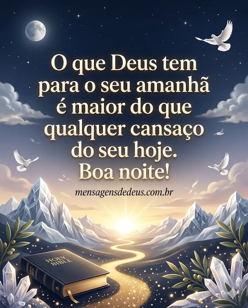 Mensagem de boa noite com Deus preparando um amanhã melhor e cheio de bênçãos