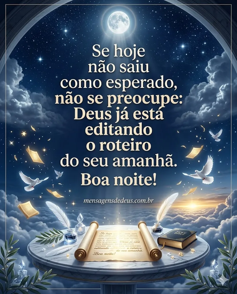 Mensagem de boa noite sobre Deus transformando dificuldades em um novo começo