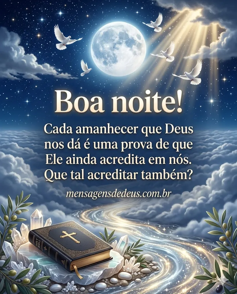Mensagem de boa noite sobre um novo amanhecer e a fé no cuidado de Deus