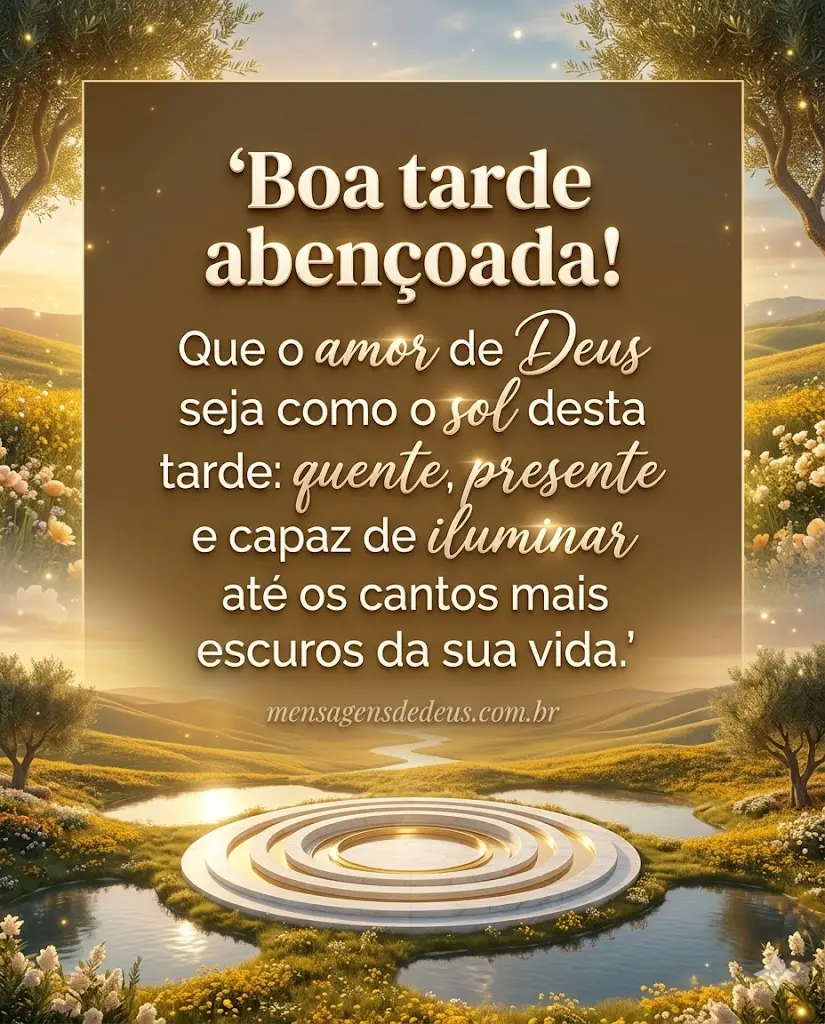 Desejo a você uma tarde iluminada pela presença de Deus e cheia de boas notícias.