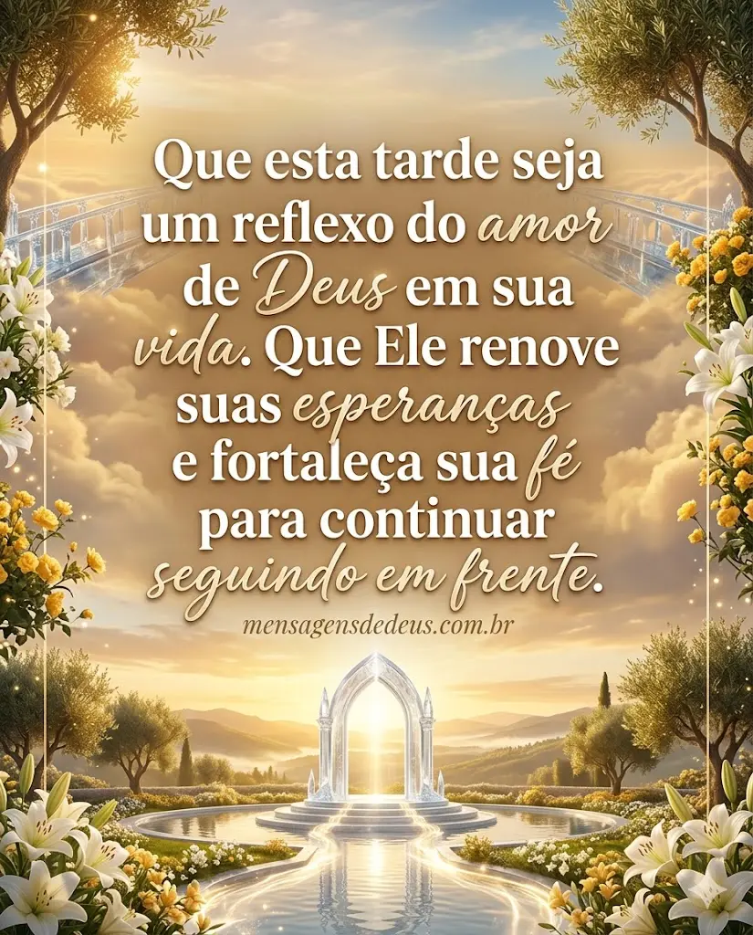 Que a luz do sol desta tarde lembre você do brilho constante do amor de Deus em sua vida.