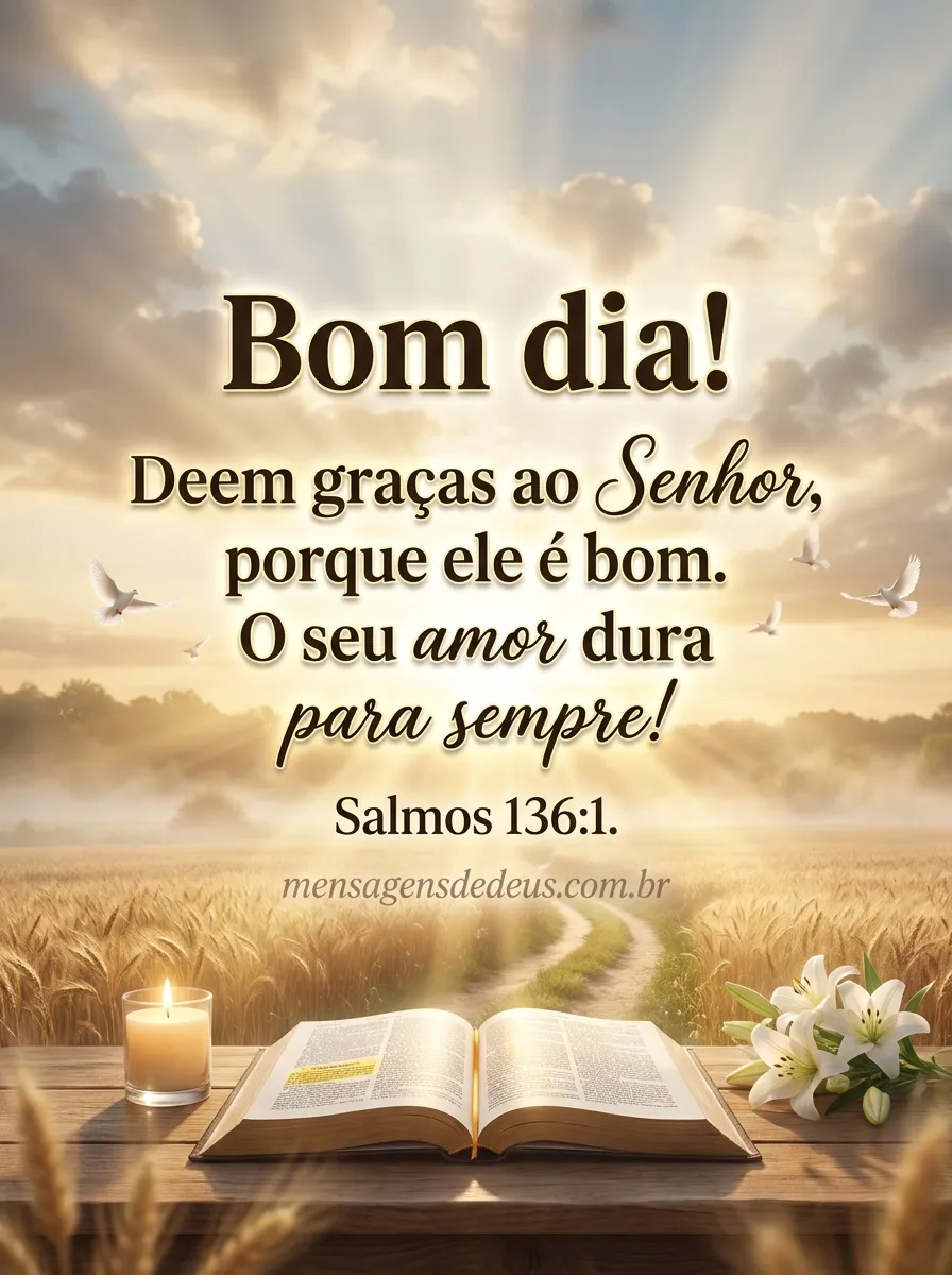 Bom dia! Deem graças ao Senhor, porque ele é bom. 