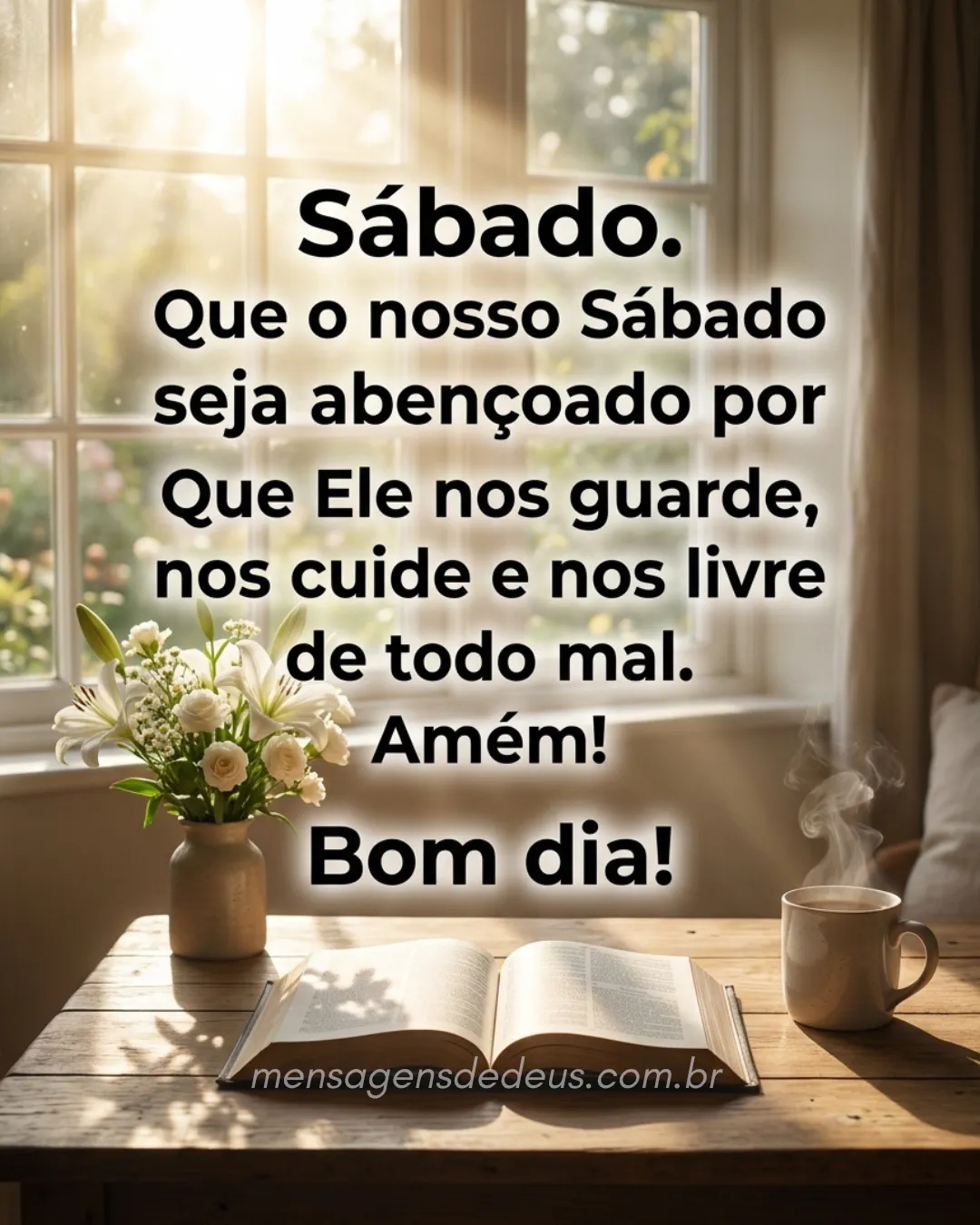 Sábado. Que o nosso Sábado seja abençoado por Deus! Que Ele nos guarde, nos cuide e nos livre de tod