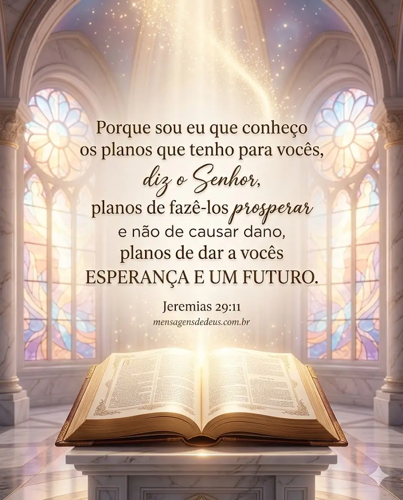 Frase Bíblica Jeremias 29:11 - Porque sou eu que conheço os planos que tenho para vocês, planos de esperança e um futuro.