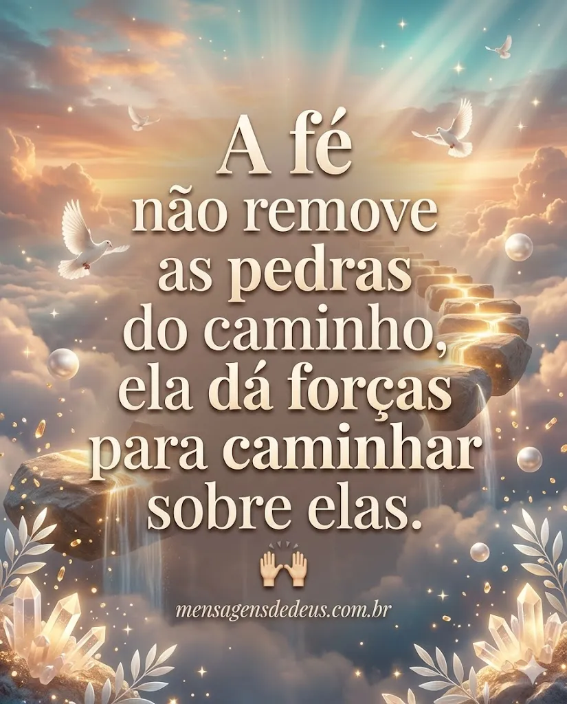 A fé não remove as pedras do caminho — ela dá forças para caminhar sobre elas. 🙌.