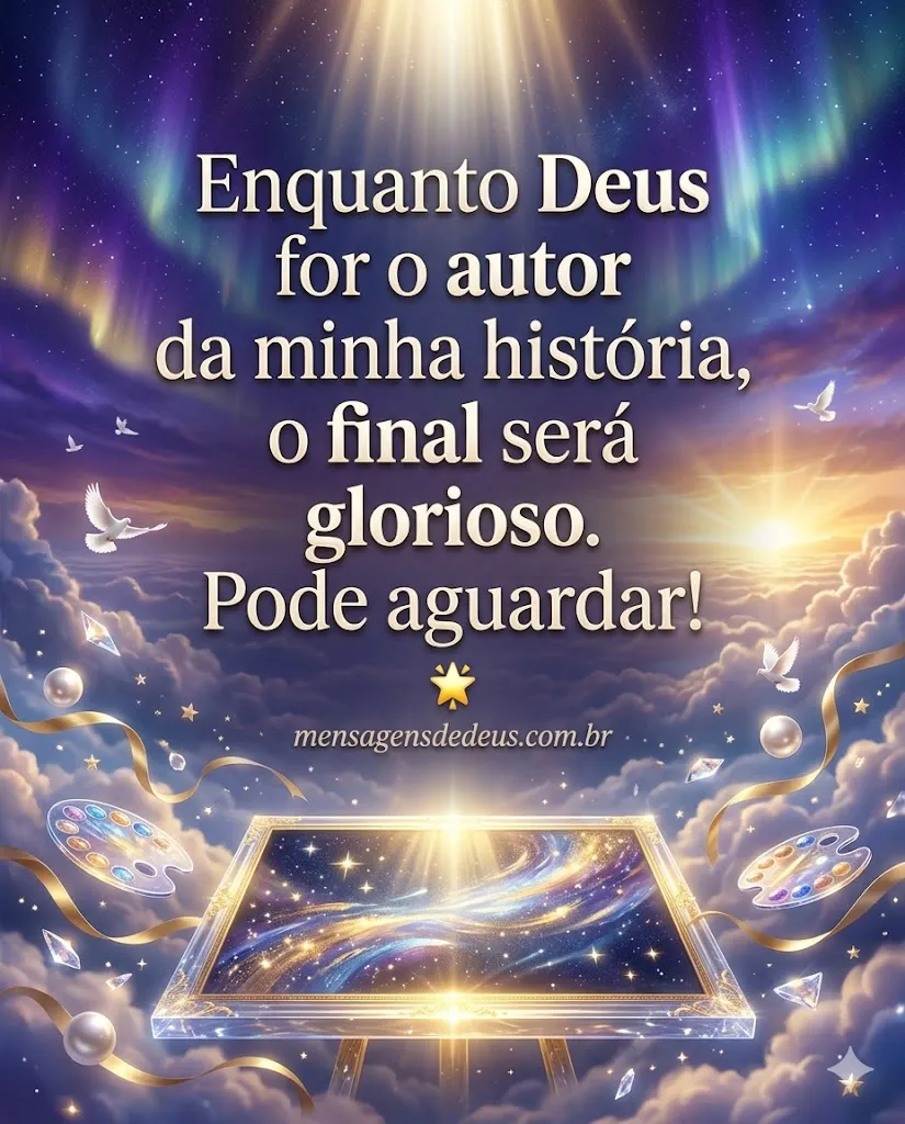 Enquanto Deus for o autor da minha história, o final será glorioso. Pode aguardar! 🌟.