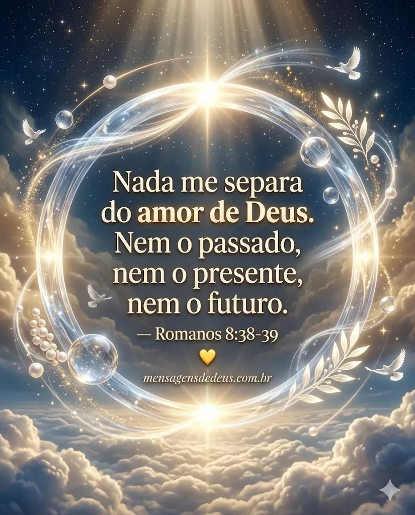 Nada me separa do amor de Deus. Nem o passado, nem o presente, nem o futuro. — Romanos 8:38-39 💛.