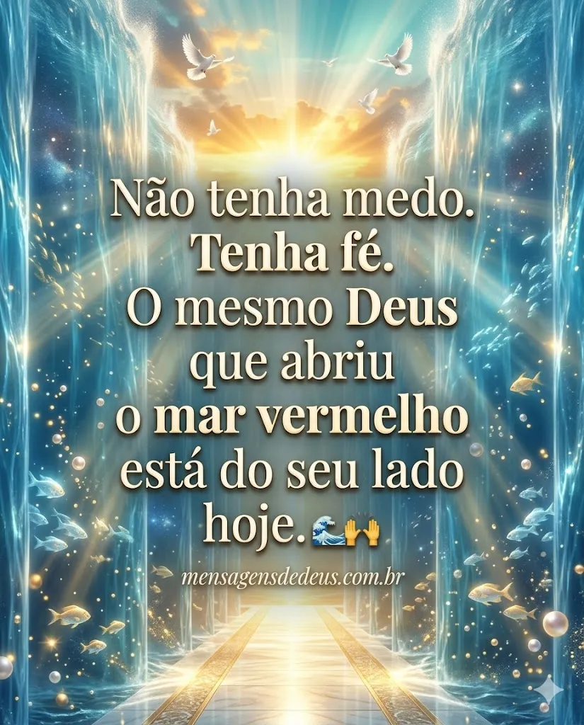 Não tenha medo. Tenha fé. O mesmo Deus que abriu o mar vermelho está do seu lado hoje. 🌊🙌.